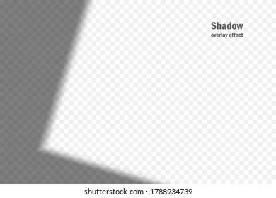 Vector shadow overlay effect. Transparent soft light and corner shadow. Mockup of transparent window shadow and natural lightning. 10 eps mesh.
