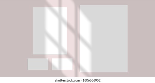 Vector shadow overlay effect. Transparent soft light and shadows from window.  Mockup of transparent window shadow and natural lightning. 10 eps mesh.