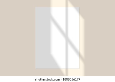 Vector shadow overlay effect. Transparent soft light and shadows from window.  Mockup of transparent window shadow and natural lightning. 10 eps mesh.