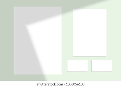 Vector shadow overlay effect. Transparent soft light and shadows from window.  Mockup of transparent window shadow and natural lightning. 10 eps mesh.