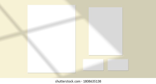 Vector shadow overlay effect. Transparent soft light and shadows from window.  Mockup of transparent window shadow and natural lightning. 10 eps mesh.