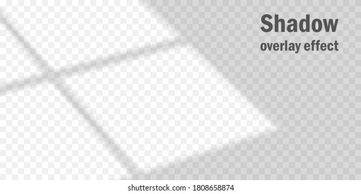 Vector shadow overlay effect. Transparent soft light and shadows from window.  Mockup of transparent window shadow and natural lightning. 10 eps mesh.