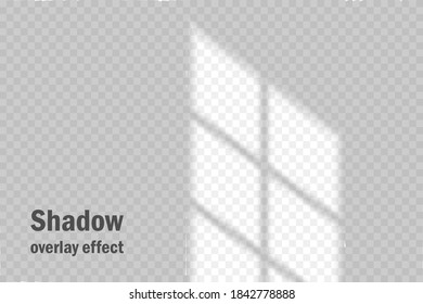 Vector shadow overlay effect. Transparent soft light and shadows from window.  Mockup of transparent window shadow and natural lightning. 10 eps mesh.