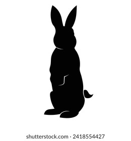 vector shadow of a rabbit standing on a white background