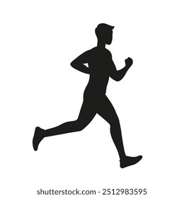 Vector shadow running man illustration. Flat design.
