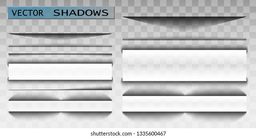 Vector shadow. Transparent shadow realistic illustration. Page divider with transparent shadow isolated. Pages vector set. 