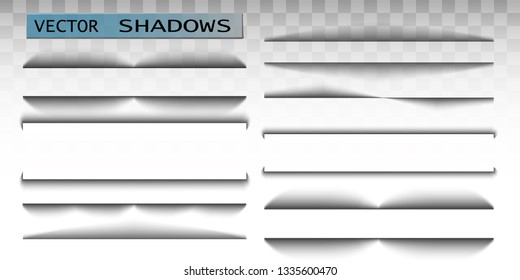 Vector shadow. Transparent shadow realistic illustration. Page divider with transparent shadow isolated. Pages vector set. 