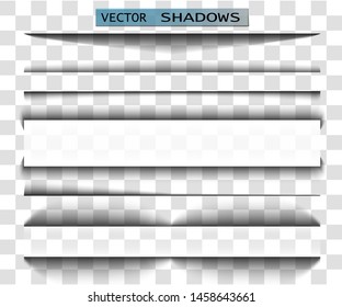 Vector shadow. Transparent shadow realistic illustration. Page divider with transparent shadow isolated. Pages vector set.