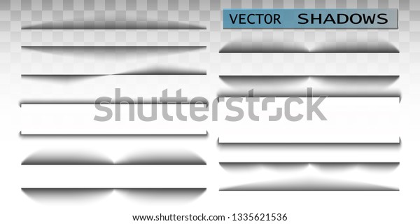 Vector shadow. Transparent shadow realistic\
illustration. Page divider with transparent shadow isolated. Pages\
vector set. 