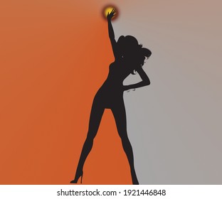 Vector shadow of a woman standing reaching out for the sun