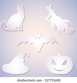 Vector Shadowed Paper Symbol Set for Halloween