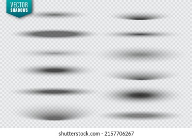 Vector shadows collection on transparent background. Realistic shadow effect for design. Vector illustration.