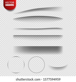 Vector shadows isolated. Vector design elements divider lines Set of shadow effects. Transparent shadow realistic illustration
