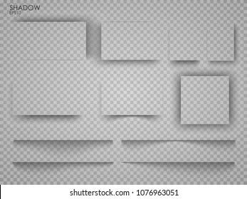 Vector shadows isolated. Page divider with transparent shadows isolated. Set of shadow effects. Transparent shadow realistic illustration