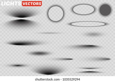 Vector shadows isolated. Set of round and square shadow effects.