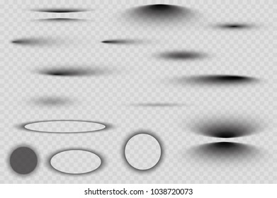 Vector shadows isolated. Set of round and square shadow effects.