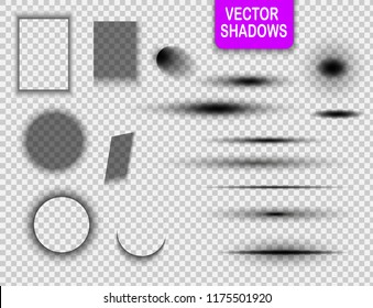 Vector shadows isolated. Set of round and square shadow effects. Vector illustration EPS10