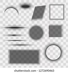 Vector shadows isolated. Set of round and square shadow effects. 