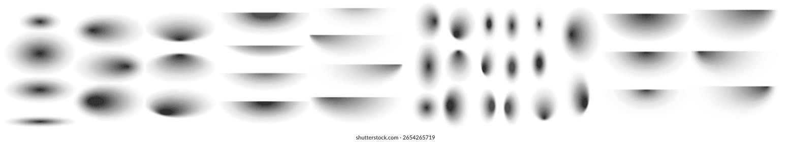 Vector shadows isolated. Set of round and square shadow effects.