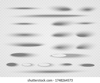 Vector shadows isolated. Set of shadow effects. Transparent paper and objects box square shadows. Wall and floor drop shadow vector collection