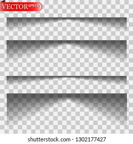 Vector shadows isolated. Transparent realistic paper shadow effect set. Page divider with transparent shadows isolated. Vector illustration for your design, template and site.