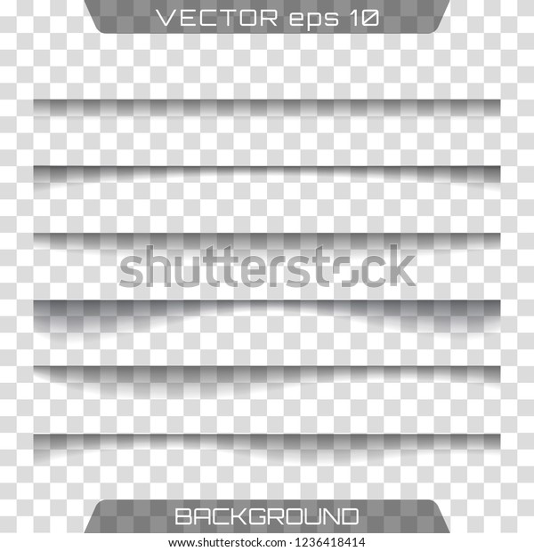 Vector shadows\
isolated. Transparent realistic paper shadow effect set. Page\
divider with transparent shadows isolated. Vector illustration for\
your design, template and\
site.