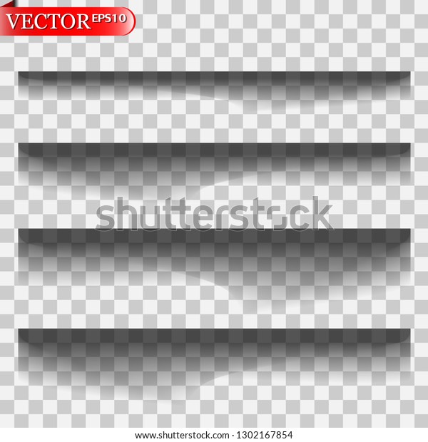 Vector shadows
isolated. Transparent realistic paper shadow effect set. Page
divider with transparent shadows isolated. Vector illustration for
your design, template and
site.