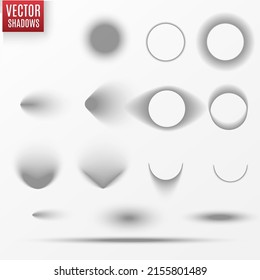 Vector shadows isolated. Transparent shadow realistic illustration. Page divider with transparent shadows isolated. Pages vector set.	