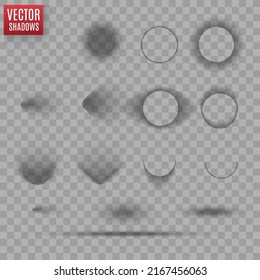 Vector shadows isolated. Transparent shadow realistic illustration. Page divider with transparent shadows isolated. Pages vector set.	