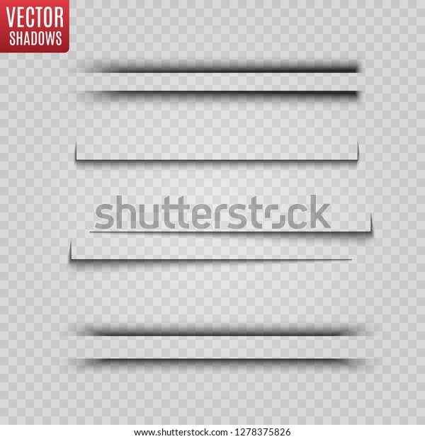 Vector shadows isolated. Transparent shadow realistic\
illustration.  Page divider with transparent shadows isolated.\
Pages vector set. 