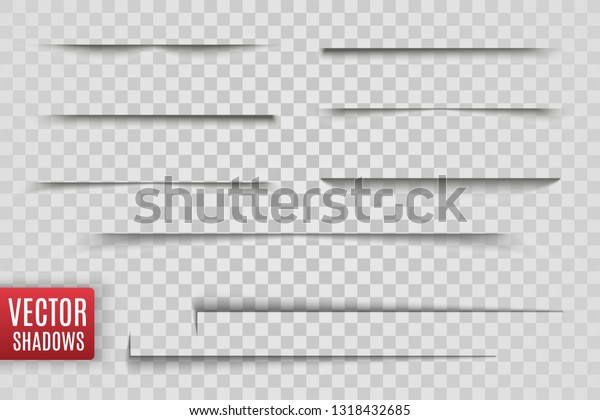 Vector shadows isolated. Transparent shadow realistic\
illustration. Page divider with transparent shadows isolated. Pages\
vector set. \
