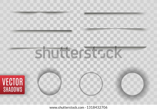 Vector shadows isolated. Transparent shadow realistic\
illustration. Page divider with transparent shadows isolated. Pages\
vector set. \
