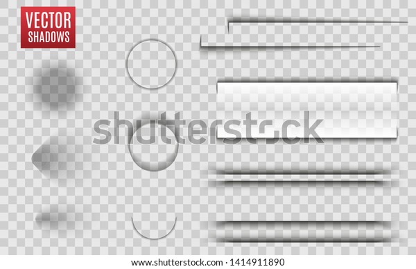 Vector shadows isolated. Transparent shadow realistic\
illustration. Page divider with transparent shadows isolated. Pages\
vector set. 