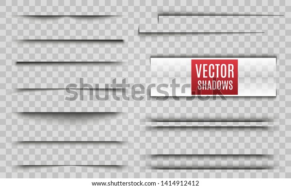 Vector shadows isolated. Transparent shadow realistic
illustration. Page divider with transparent shadows isolated. Pages
vector set. 