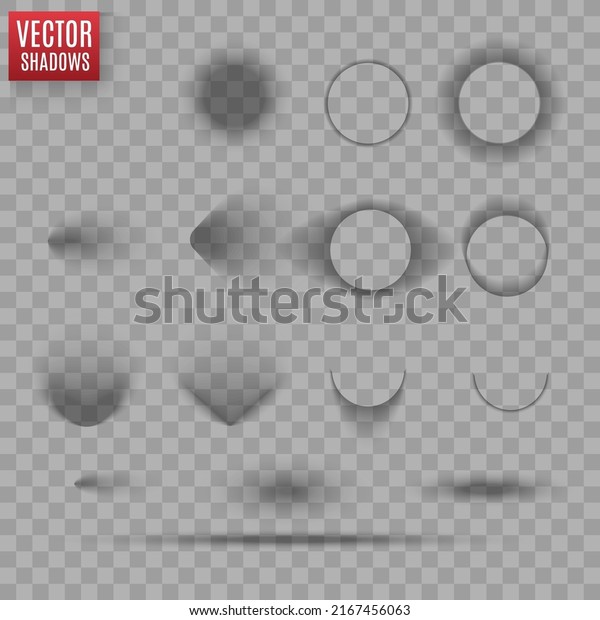 Vector shadows isolated. Transparent shadow\
realistic illustration. Page divider with transparent shadows\
isolated. Pages vector\
set.	