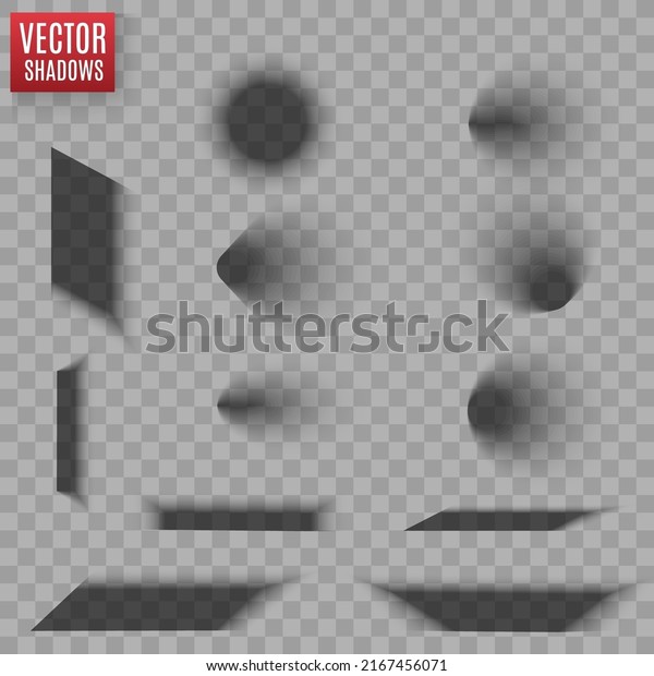 Vector shadows isolated. Transparent shadow
realistic illustration. Page divider with transparent shadows
isolated. Pages vector
set.	