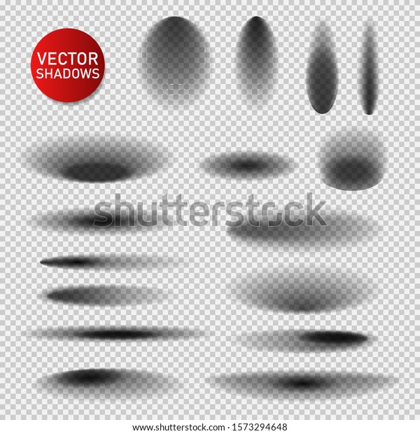 Vector shadows set on transparent\
background. Realistic isolated shadow. Vector\
illustration.