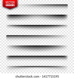 Vector shadows set. Page dividers on transparent background. Realistic isolated shadow. Vector illustration.