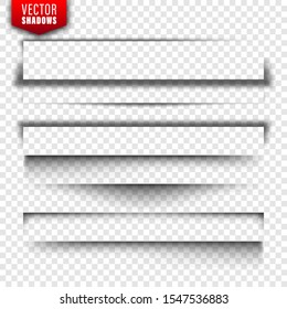 Vector shadows set. Page dividers on transparent background. Realistic isolated shadow. Vector illustration.