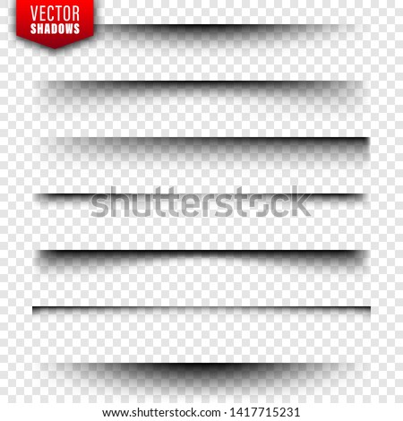 Vector shadows set. Page dividers on transparent background. Realistic isolated shadow. Vector illustration.