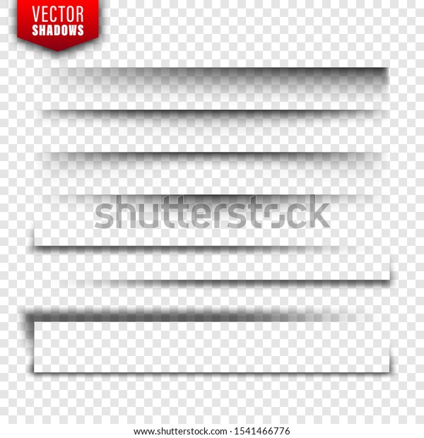 Vector shadows set.\
Page dividers on transparent background. Realistic isolated shadow.\
Vector illustration.