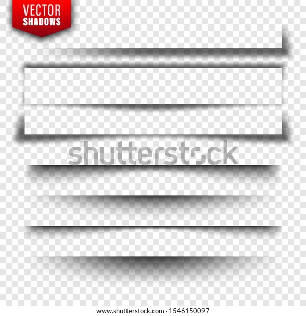 Vector shadows set.\
Page dividers on transparent background. Realistic isolated shadow.\
Vector illustration.