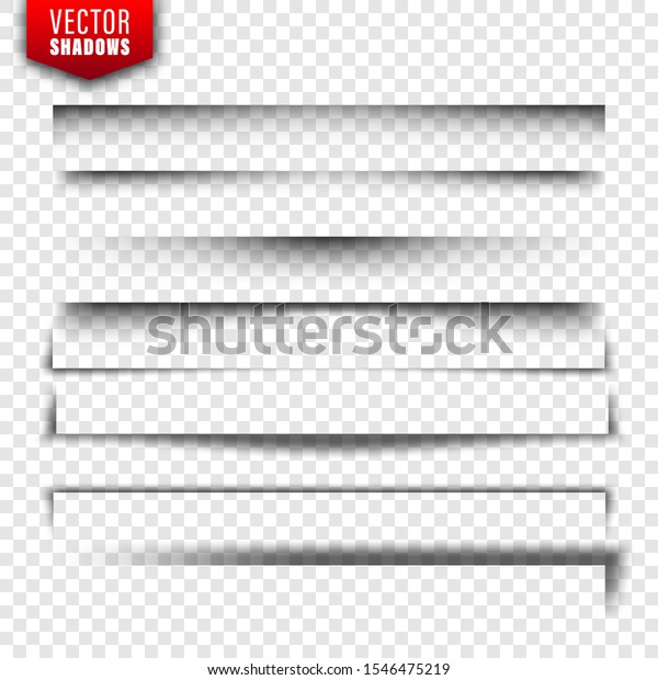 Vector shadows set.
Page dividers on transparent background. Realistic isolated shadow.
Vector illustration.