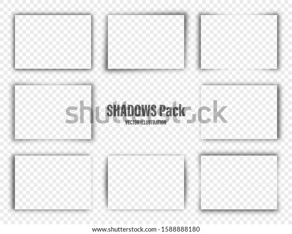 Vector shadows set. Page dividers on\
transparent background. Realistic isolated shadow for paper in A4\
format. Vector\
illustration