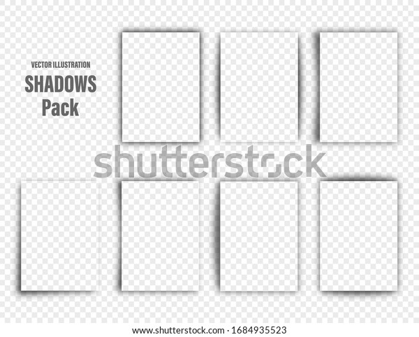 Vector shadows set. Page dividers on\
transparent background. Realistic isolated shadow for paper in A4\
format. Vector\
illustration.