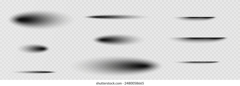 Vector shadows. Set of shadow effects. On a transparent background.