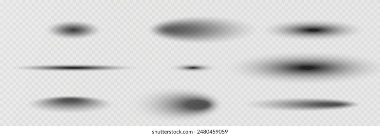 Vector shadows. Set of shadow effects. On a transparent background.