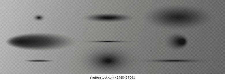 Vector shadows. Set of shadow effects. On a transparent background.