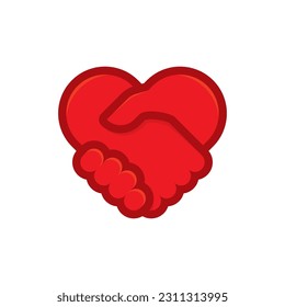 Vector shaking hands forming a heart symbol. Isolated on white background