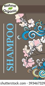 Vector Shampoo label with flowers, Natural and Organic